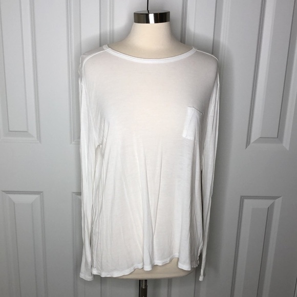 T by Alexander Wang Long Sleeve Pocket T-Shirt White L - Picture 4 of 9